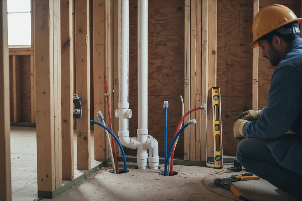 Drain and supply rough-in during Leak Detection in Saint Gabriel
