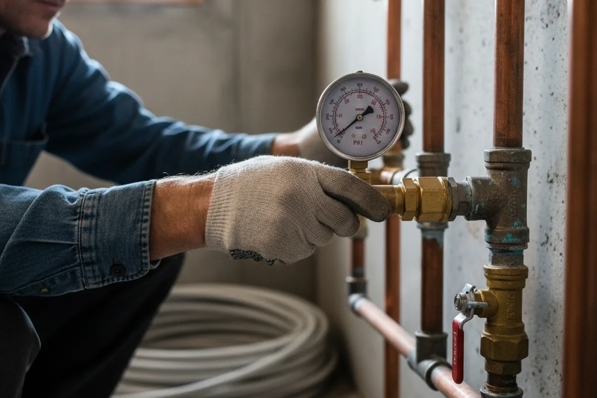Pressure testing a repaired line during Water Line Repair in Saint Gabriel